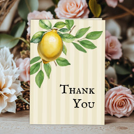 Watercolor Lemon Gult Citrus Rustic Bröllop Tack Kort