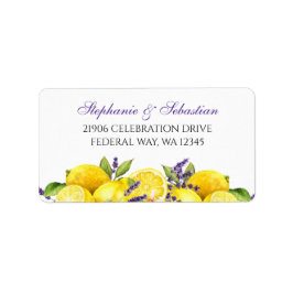 Watercolor Lemon Lavender Boho Adress Adressetikett
