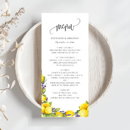 Watercolor Lemon Lavender Boho Bröllop Meny