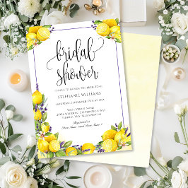 Watercolor Lemon Lavender Boho Möhippa Inbjudningar