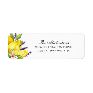 Watercolor Lemon Lavender Boho Returadress Etikett