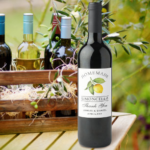 Watercolor Lemon Limoncello tack Flaska-etiketter Vinflaska Etikett