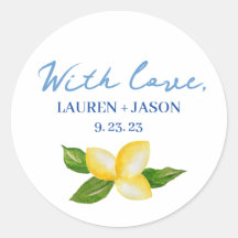 Watercolor Lemon Mediterranean Wedding Favor