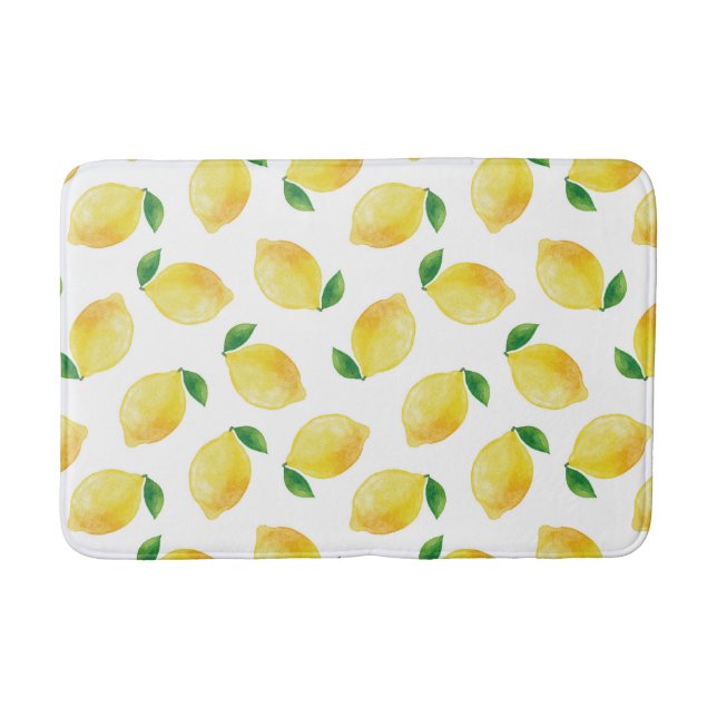 Watercolor Lemon Mönster Badrumsmatta (Framsidan)