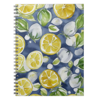 Watercolor Lemon Mönster Citrus Anteckningsbok
