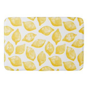 Watercolor Lemon Mönster Citrus Badrumsmatta