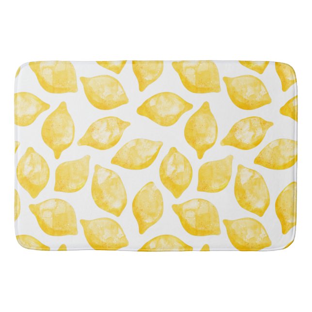 Watercolor Lemon Mönster Citrus Badrumsmatta (Framsidan)