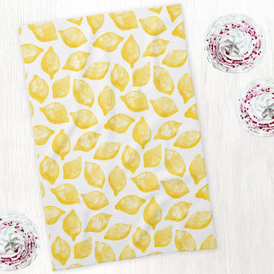 Watercolor Lemon Mönster Citrus Kökshandduk