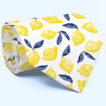 Watercolor Lemon Mönster Citrus Neck Tie Slips<br><div class="desc">Söt vattenfärgscitruscitruscitron mönster i gult med marinblått löv på vit bakgrund för en fruktig sommarbild av visuella vitamin C. Originalkonst av Nic Squirrell.</div>