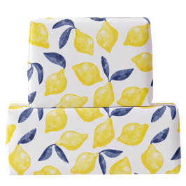 Watercolor Lemon Mönster Citrus Presentpapper