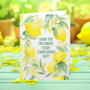 Watercolor Lemon Mönster Födelsedagsfest Tack Kort