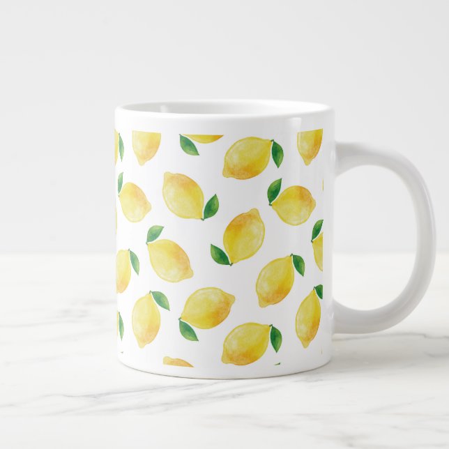 Watercolor Lemon Mönster Jumbo Mugg (Höger)