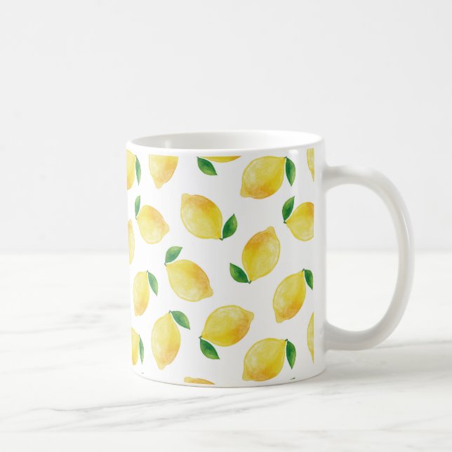 Watercolor Lemon Mönster Kaffemugg (Höger)