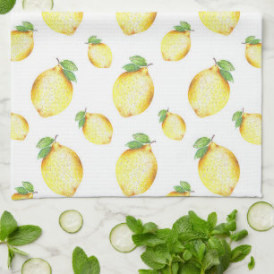 Watercolor Lemon Mönster Kökshandduk