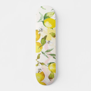 Watercolor Lemon Mönster Mini Skateboard Bräda 18,5 Cm