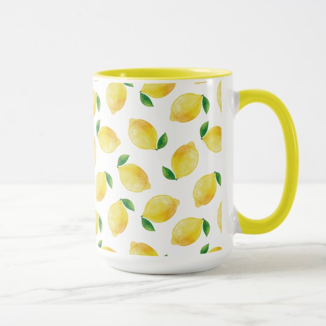 Watercolor Lemon Mönster Mugg (Höger)