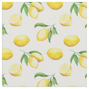 Watercolor Lemon Mönster Tyg