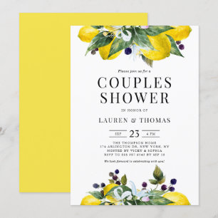 Watercolor Lemon och Blackberry Par Shower Inbjudningar