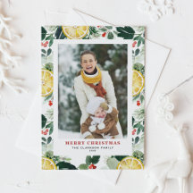 Watercolor Lemon och Greenery Photo jul