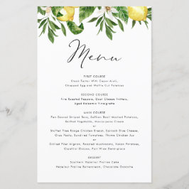 Watercolor Lemon och Greenery Summer Menu Card