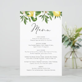 Watercolor Lemon och Greenery Summer Menu Card