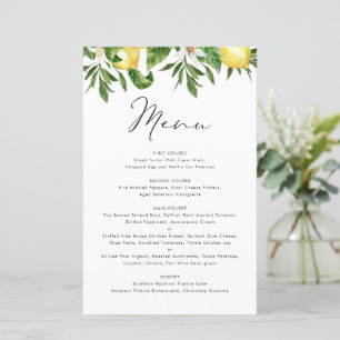 Watercolor Lemon och Greenery Summer Menu Card