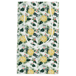 Watercolor Lemon och Holly Mönster jul