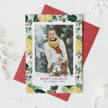 Watercolor Lemon och Winter Greenery Photo Julkort<br><div class="desc">Sprid helgdag cheer med vårt anpassade-fotokort med helgdag, som innehåller en fin vattenfärg mönster av citroner, holly och vintergrön. Den här festliga designen ger dig en ny, levande nyans till dina semesterhälsningar och är perfekt för att skicka personlig till vänner och familj. Anpassa enkelt det här citronkortet med ditt favoritfoto...</div>