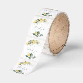 Watercolor Lemon Thank You Wedding Sticker Roll Runt Klistermärke