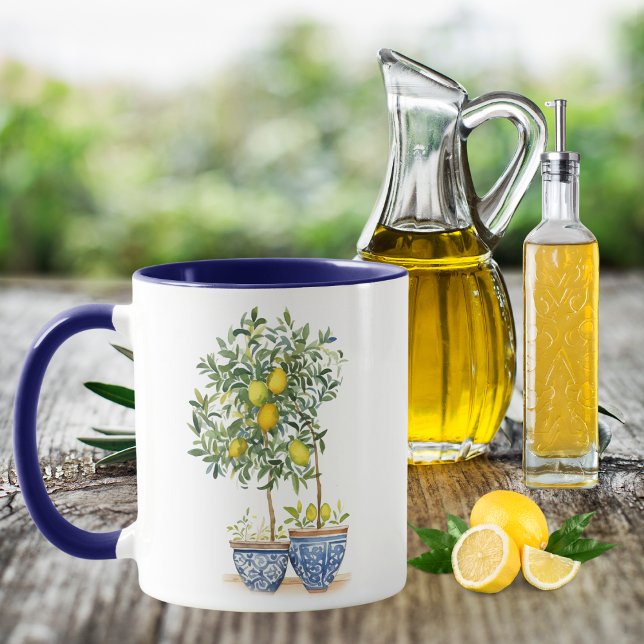 Watercolor Lemon Träd & Olive Träd Mugg (Skapare uppladdad)