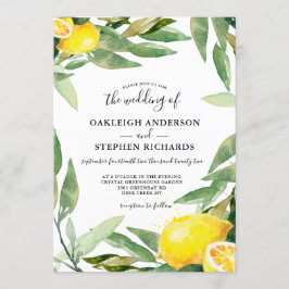 Watercolor Lemon WAN Boho Bröllop Inbjudningar