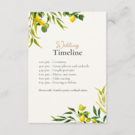 Watercolor Lemon Wedding Timeline with QR Code Tilläggskort