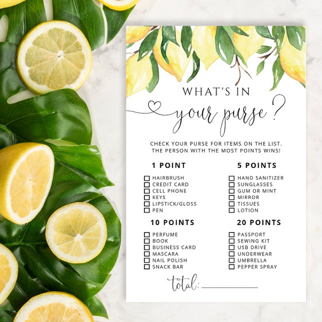 Watercolor Lemon What's in your Purse Game (Skapare uppladdad)