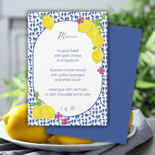 WATERCOLOR LEMONS BRÖLLOP MENU MEDDELANDE (Skapare uppladdad)