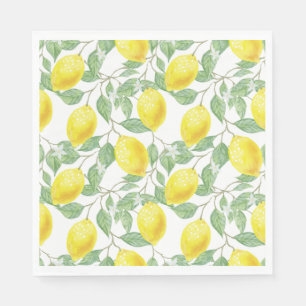 Watercolor Lemons Citrus Fruit Greenery Pappersservett