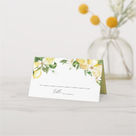 Watercolor Lemons Citrus Greenery Blommar Bord Placeringskort