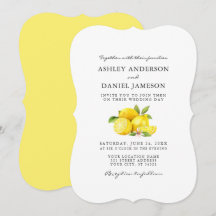 Watercolor Lemons Greenery Bröllop