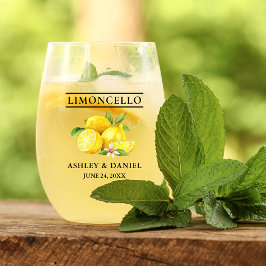 Watercolor Lemons Greenery Bröllop Limoncello