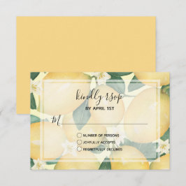 Watercolor Lemons Greenery Bröllop OSA Kort