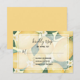Watercolor Lemons Greenery Bröllop OSA Kort