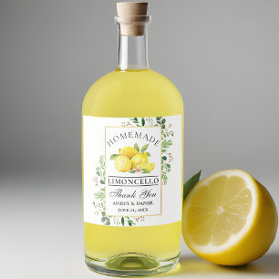 Watercolor Lemons Guld Limoncello Spritflaskor Etikett
