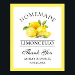 Watercolor Lemons Limoncello Bröllop Poster<br><div class="desc">Elegant Watercolor Lemons Greenery Homemade Limoncello Bröllop Tack Pub Poster</div>