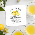 Watercolor Lemons Limoncello Bröllop Underlägg Papper Kvadrat<br><div class="desc">Elegant Watercolor Lemons Greenery Homemade Limoncello Bröllop Tack Underlägg</div>