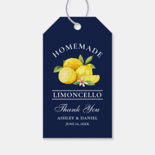 Watercolor Lemons Limoncello Tack Blue Presentetikett
