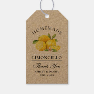 Watercolor Lemons Limoncello Tack Kraft Presentetikett