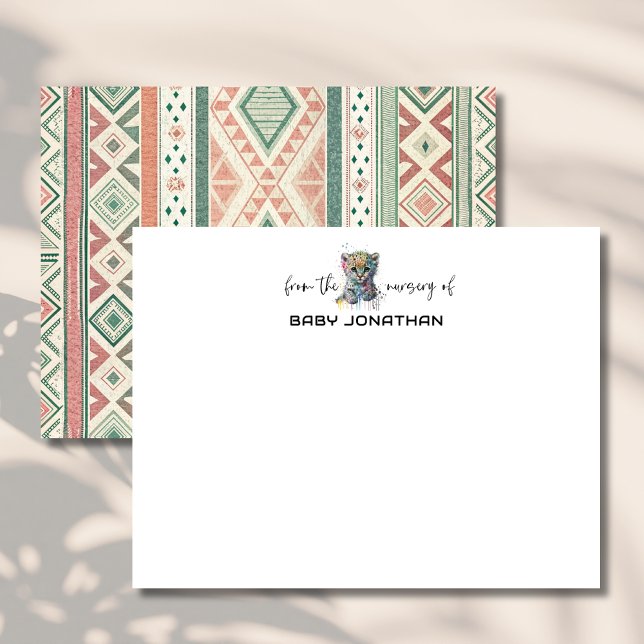 Watercolor Leopard Chic Nursery Note Card Inbjudningar (Skapare uppladdad)