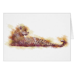 Watercolor Leopard Hälsningskort