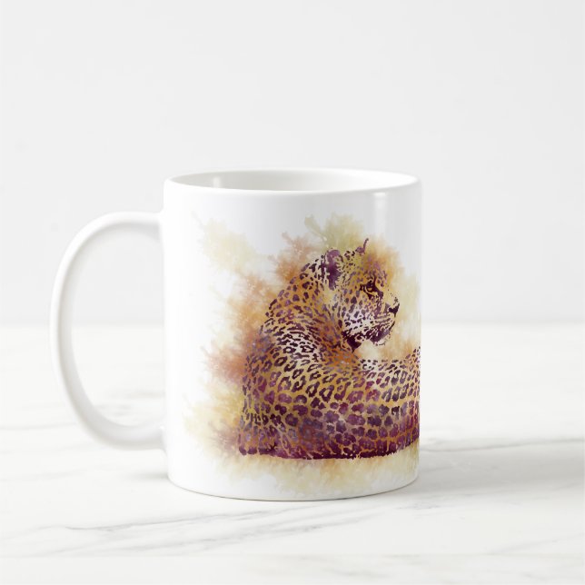 Watercolor Leopard Kaffemugg (Vänster)