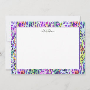 Watercolor Leopard Mönster Anpassningsbar Monogram Tack Kort