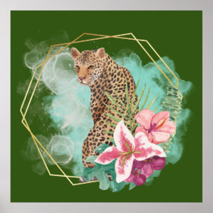 Watercolor Leopard och Tropical Ram Poster